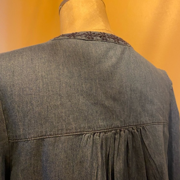 Falls Creek denim Navy Embroidered Blouse - Picture 8 of 11